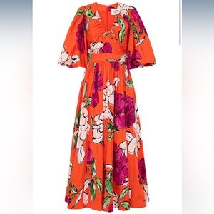 Aje Marlene floral midi dress in vivid camellia Size 10 (AU)